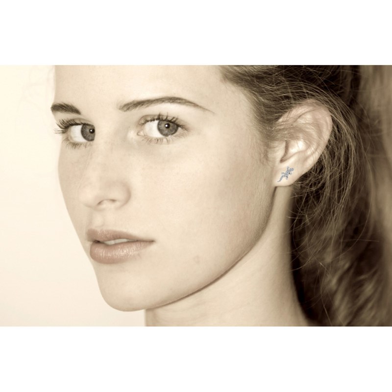 Boucles d'Oreilles Argent Salamandre et Strass