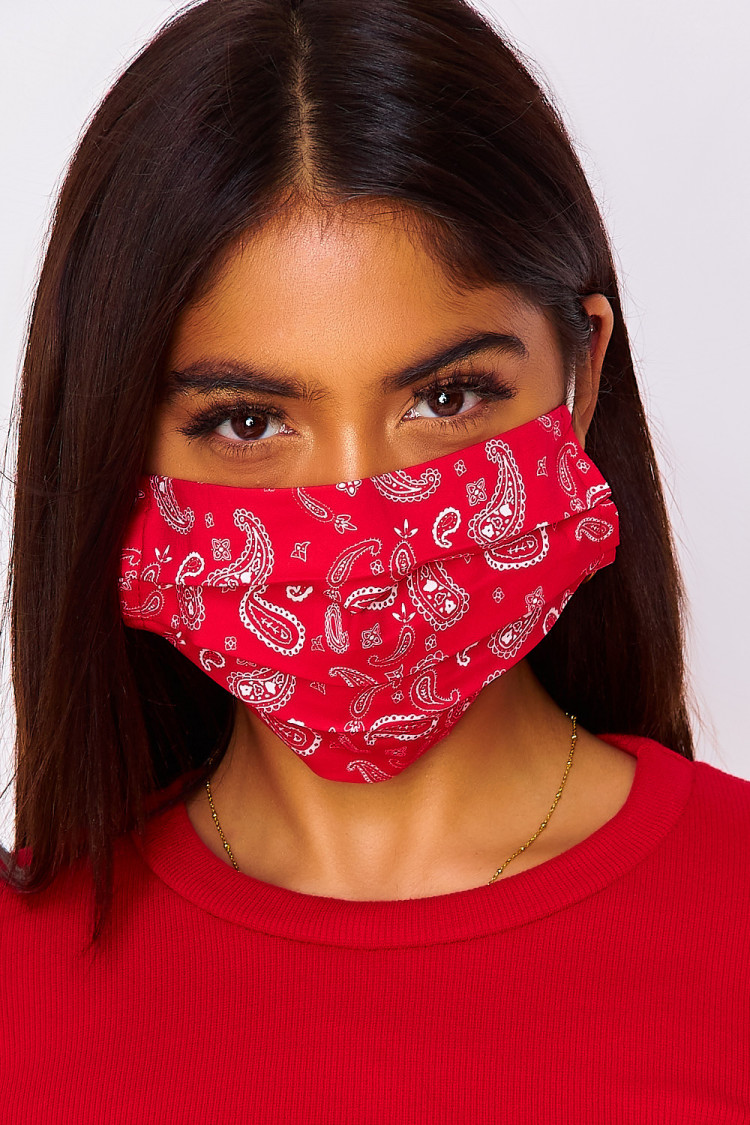 Masque rouge imprimé paisley (non homologué)