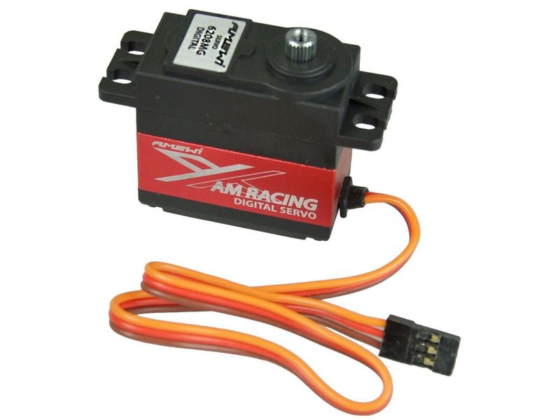 Amewi Standard Servo AMX 6208MG 8.2 kg, 0.07 s, Digital Schnelles Standard Servo mit Metallgetriebe für Tourenwagen und leichte Off-Road Modelle im Massstab 1:10
