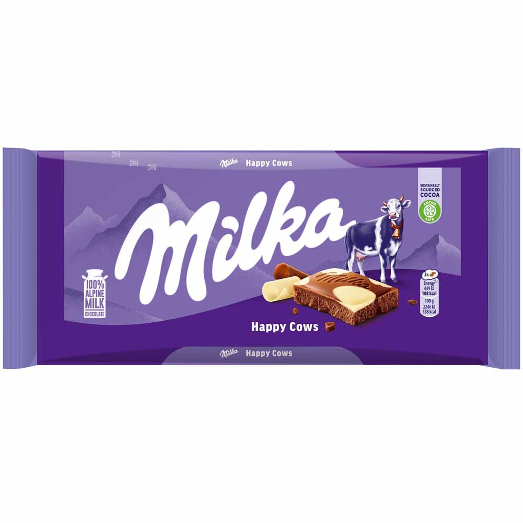 MILKA Tafelschokolade Happy Cows Kuhflecken 100g MHD:26.2.25