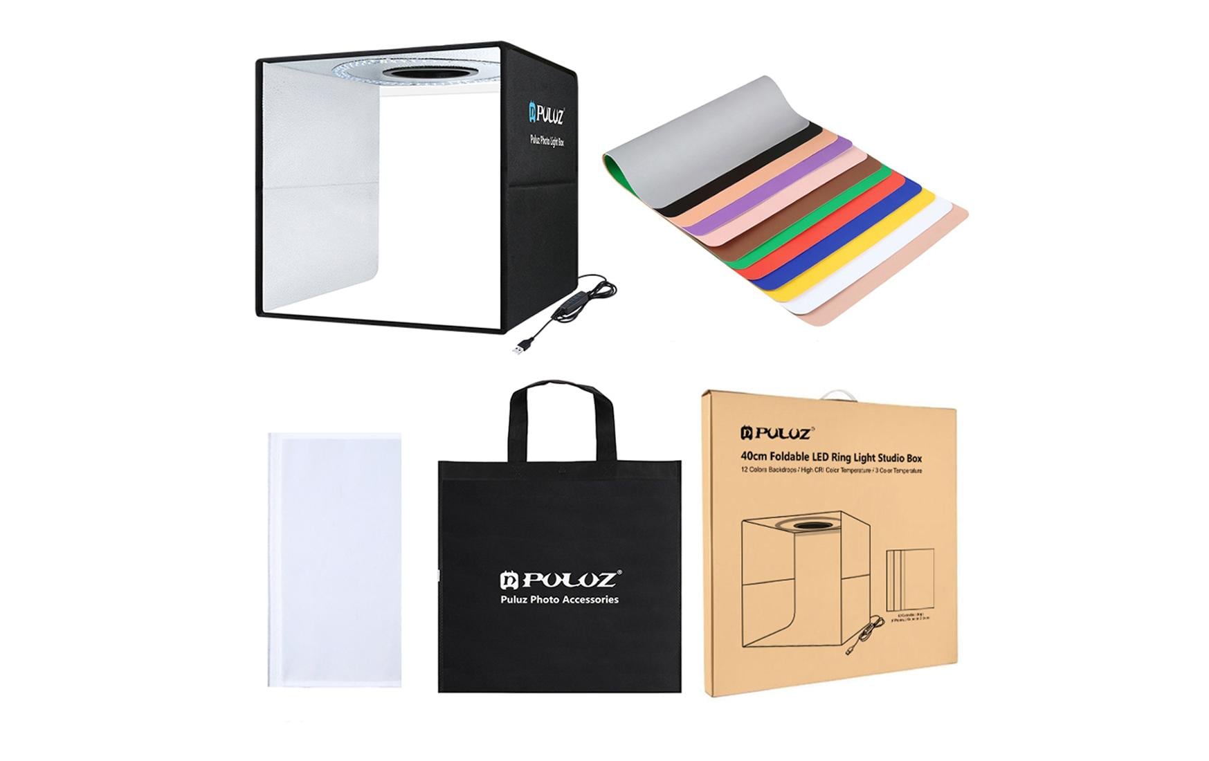 Aufnahmebox mit integrierter LED BeleuchtungKompaktes Mini-Fotostudio mit integrierter LED-Beleuchtung