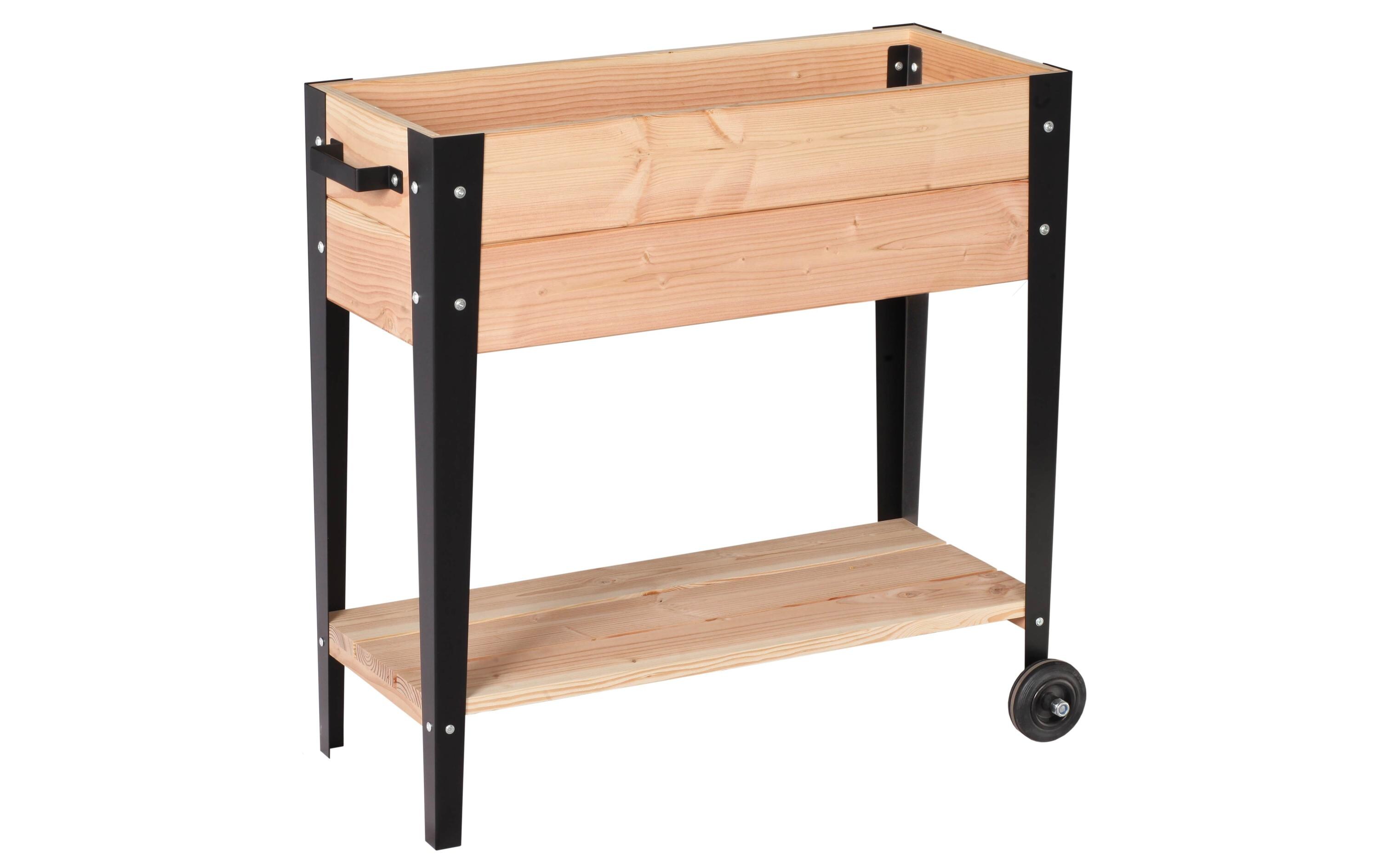 Hochbeet mit Rollen, 80 x 33 x 80 cm<br>Fahrbares Hochbeet aus Kiefernholz