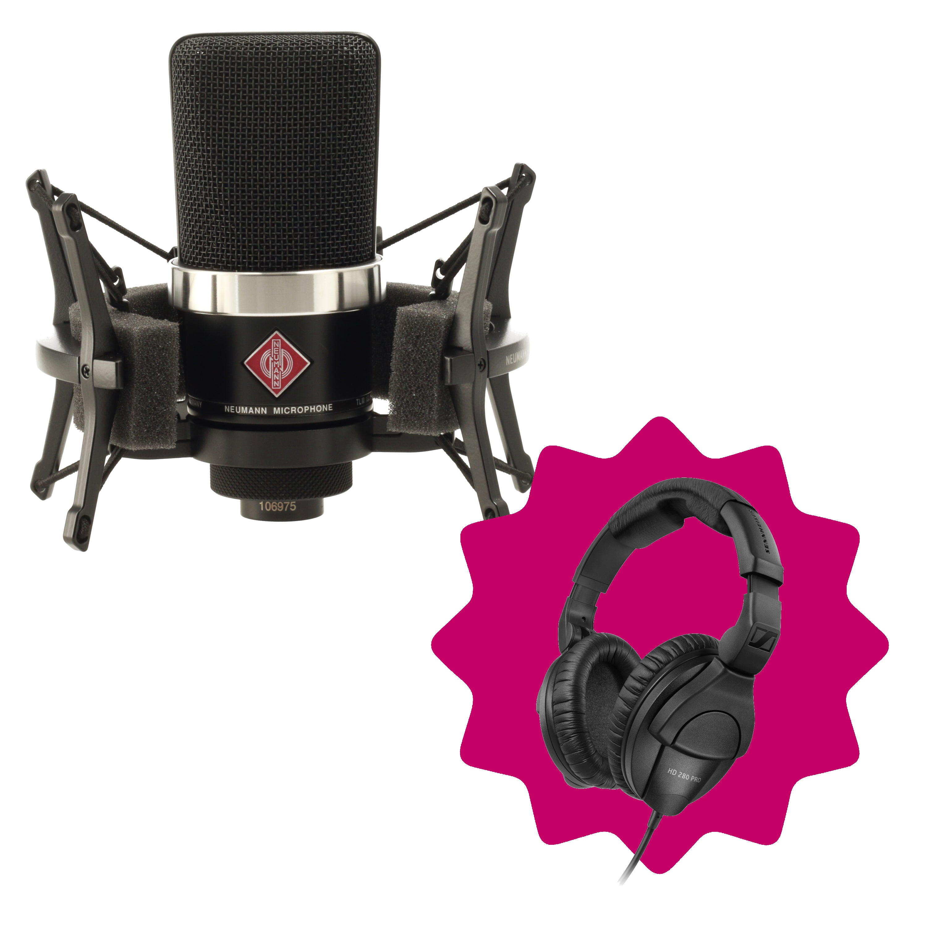 Neumann TLM 102 BK Studio set condensatormicrofoon met Sennheiser HD 280 koptelefoon