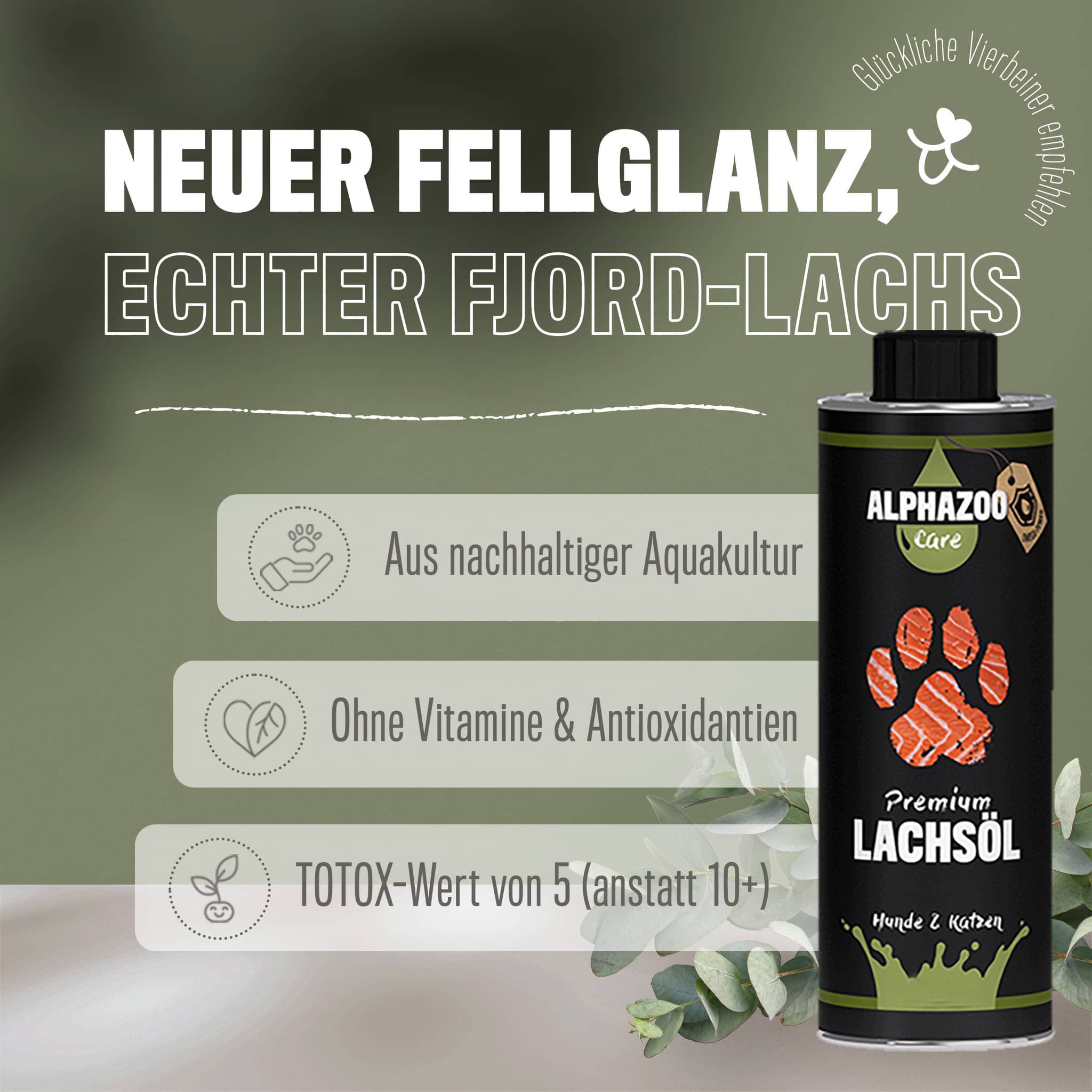 ALPHAZOO Premium Lachsöl für Hunde & Katzen I Natürliches Omega-3 Fischöl