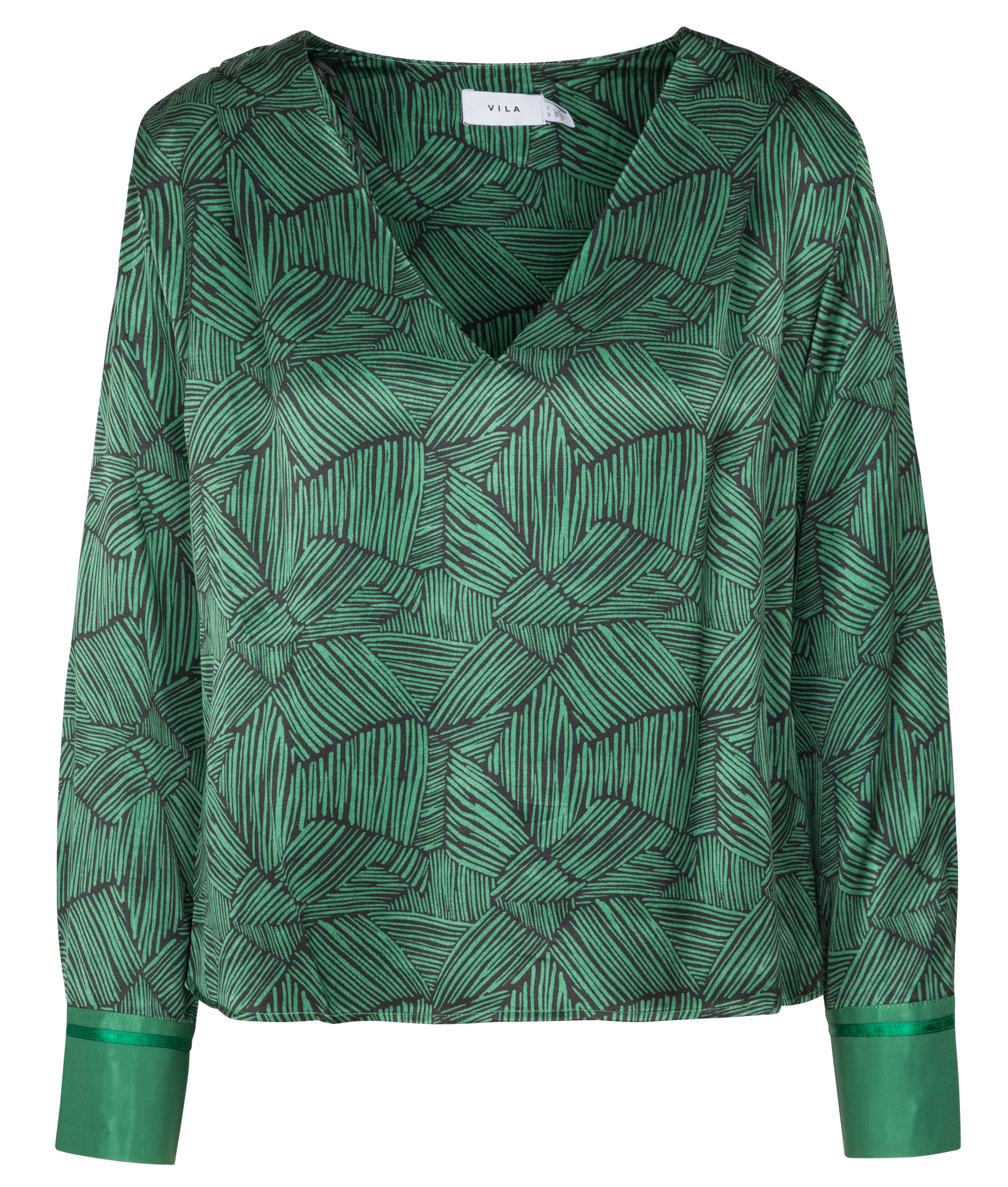 Blouse col v imprimée | Noir