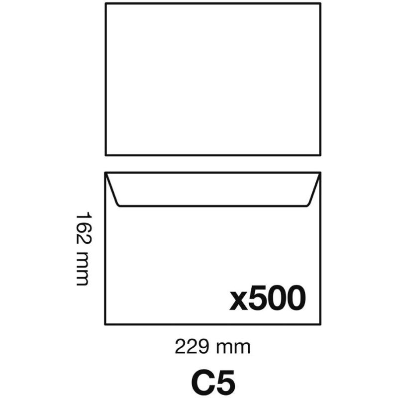 Enveloppe Clairefontaine 90 g/m² blanche sans fenêtre avec bande de protection - Boîte de 500