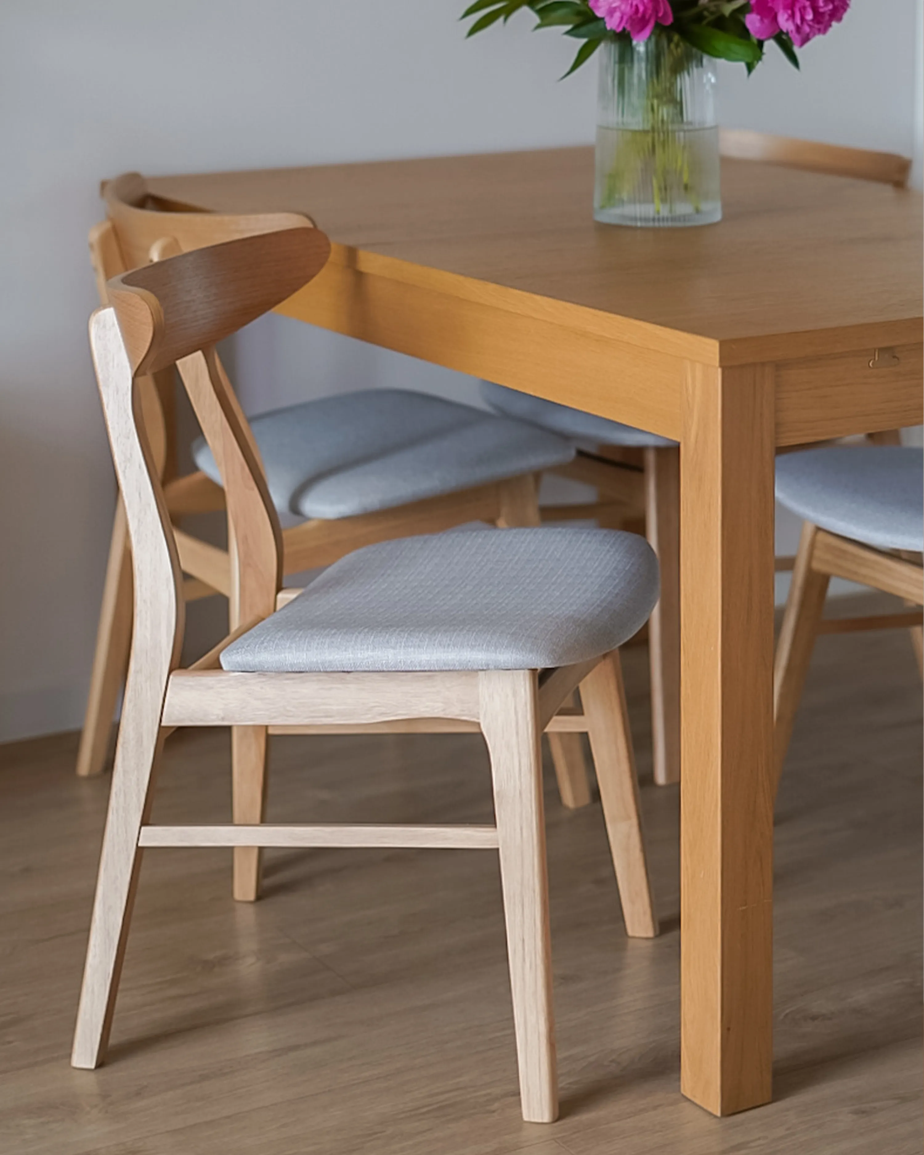 Set van 2 eetkamerstoelen LYNN Hout Lichtbruin/grijs