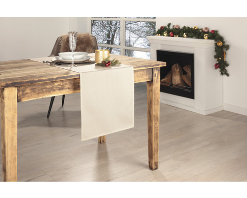 Kersttafelloper, effen champagnekleur, 40 x 150 cm