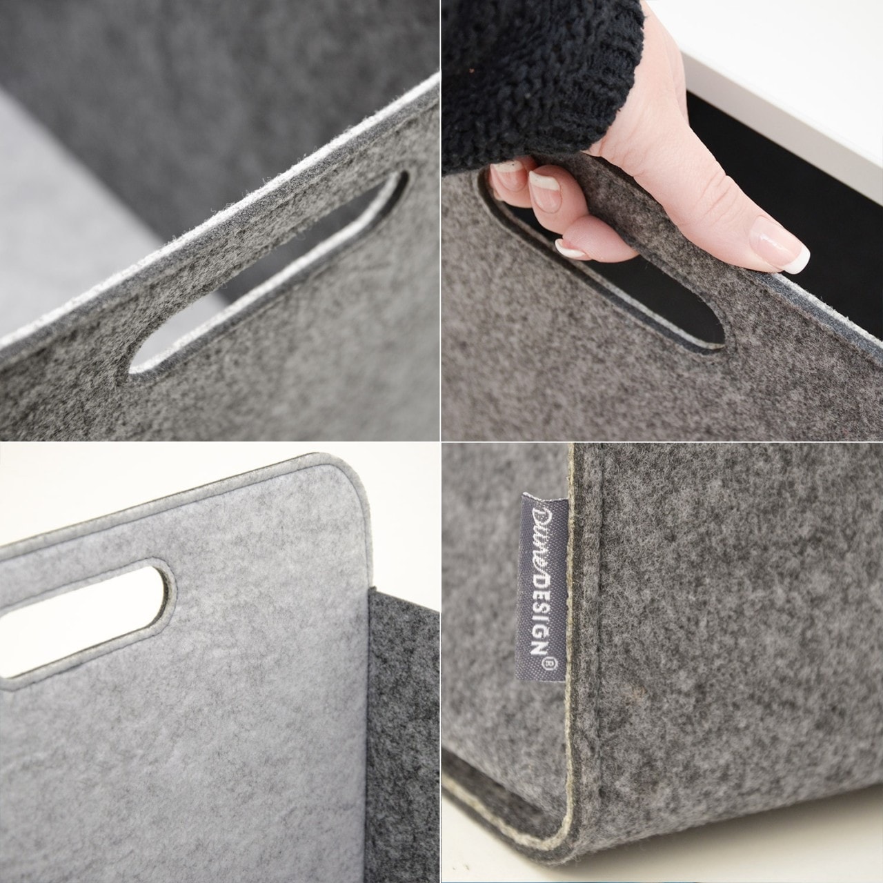 Aufbewahrungsbox 2er Set Cube Filz Grau 33x38x33cm