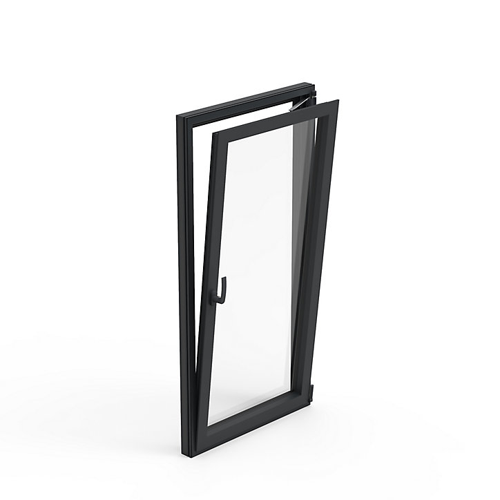 Fenêtre alu 1 vantail oscillo-battant GoodHome gris - l.80 x h.95 cm, tirant gauche