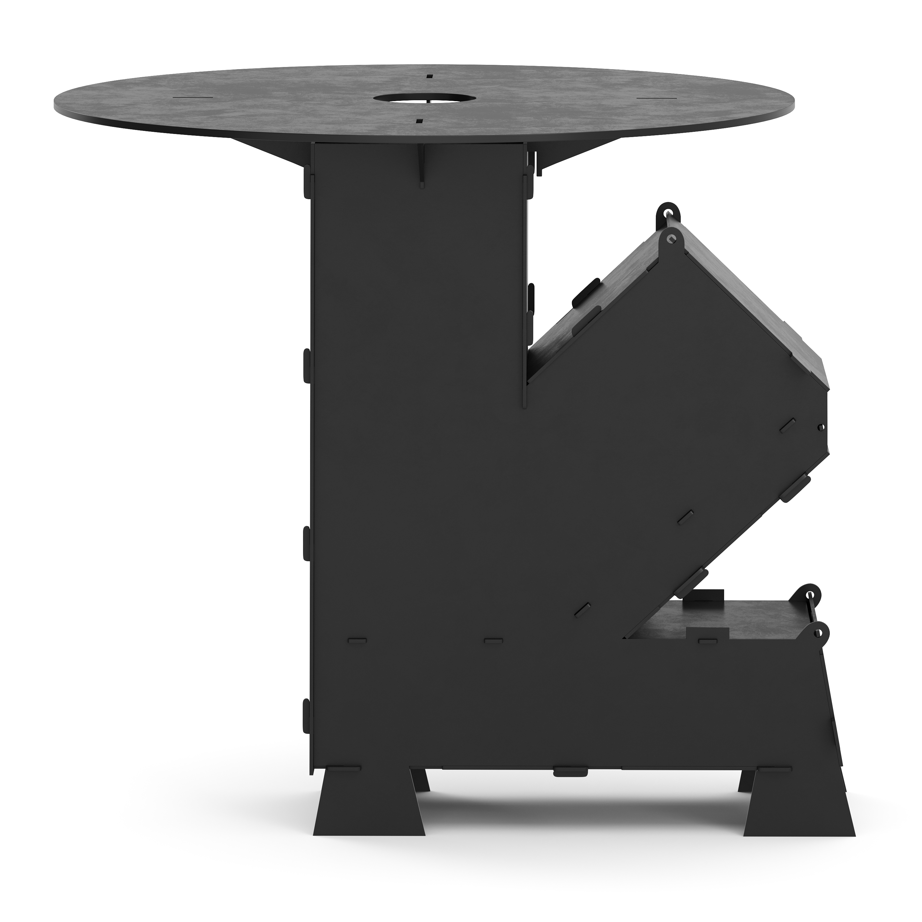 Raketenofen mit Grillplatte 36 x 14 x 57 cm