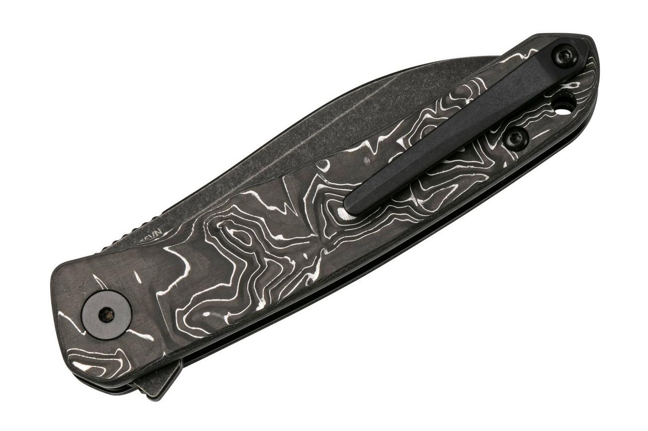 QSP Knife Otter QS140-A2 Blackwashed, Aluminum Foil Carbonfiber zakmes