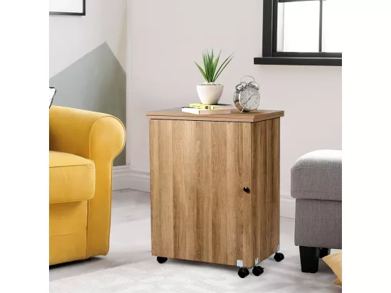 Table de Couture Pliante Meuble pour Machine à Coudre avec 3 Etagères pour Bobines et Roulettes verrouillables en Bois