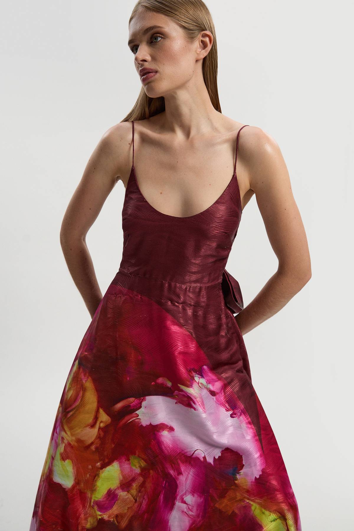 KarenMillen Lily Macrae - Robe de Bal Tissée Texturée à Bretelles