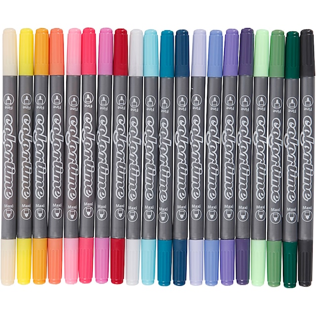 Colortime Dobbeltusj, strek 2,3+3,6 mm, suppl. farger, 20 stk./ 1 pk.