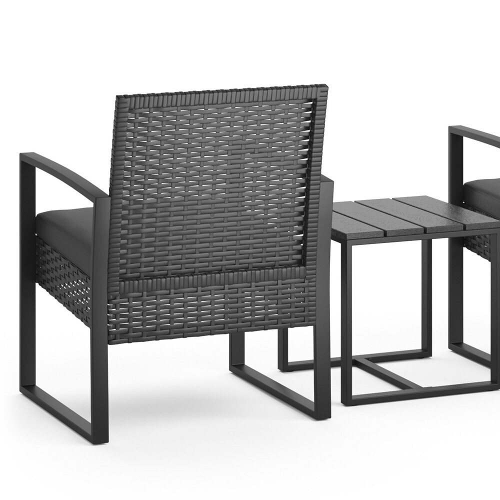 OK-Living Sitzgruppe Gartenmöbel Gartensitzgruppe Rattan Anthrazit Stuhl Tisch