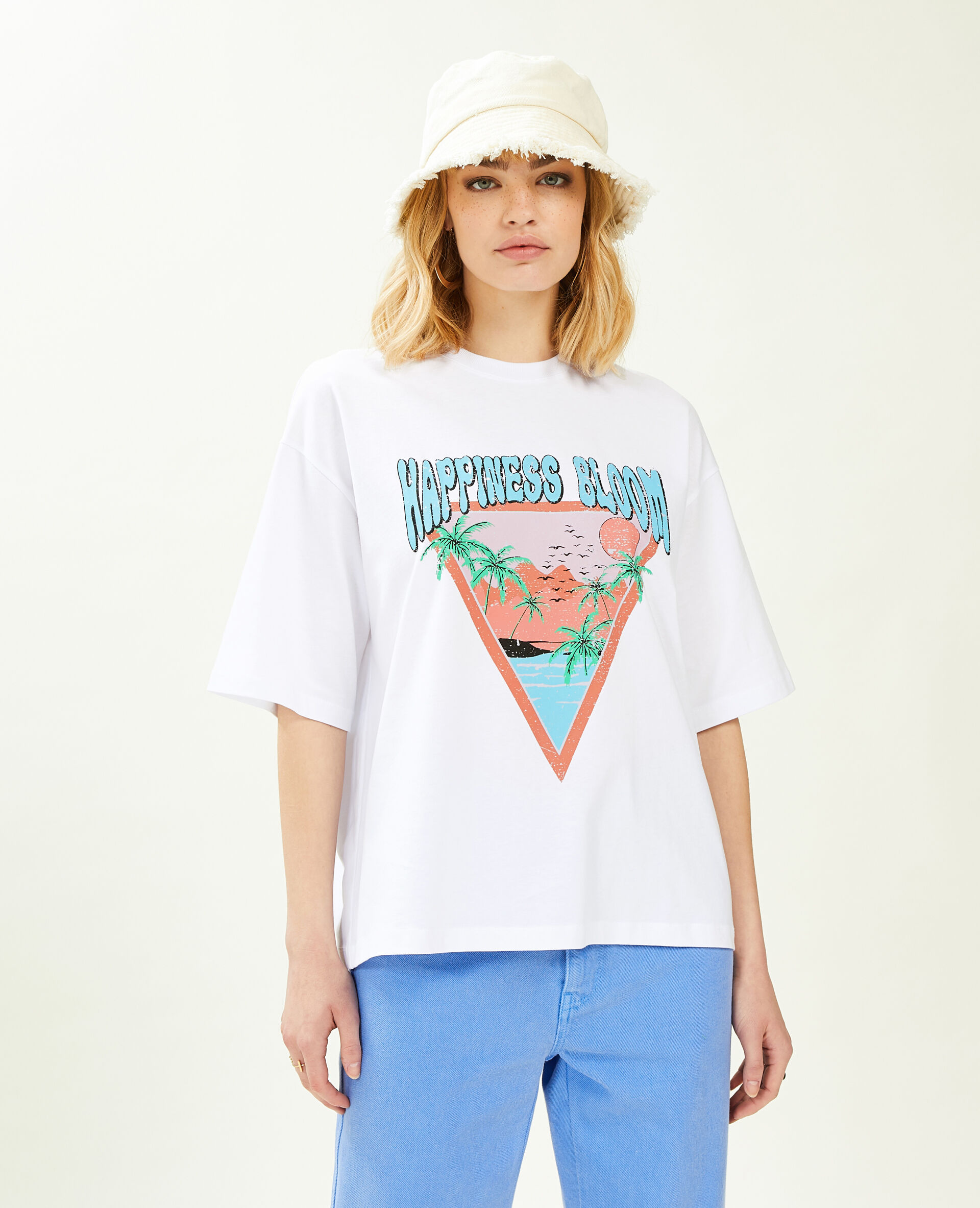 T-shirt oversize avec imprimé - Blanc