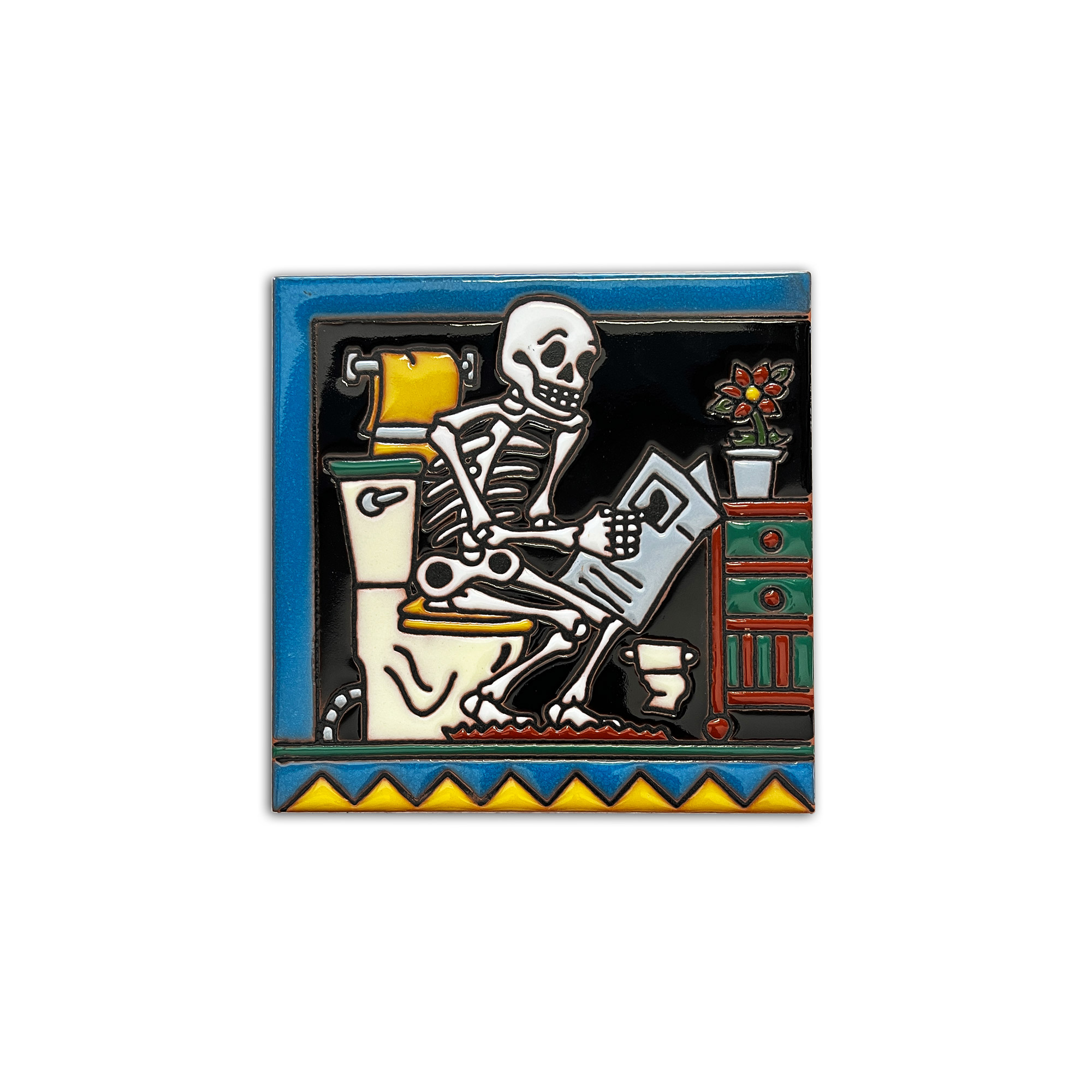 Relief-Kachel 'Esqueleto', multicolor, H 15 cm, B 15 cm von fischer's lagerhaus
