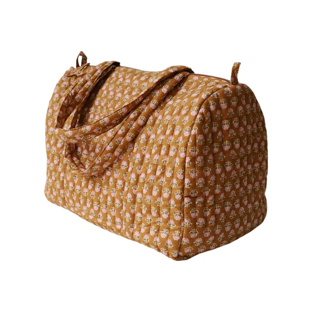 Sac week-end block print curry - Mariage Indien Pondie Chérie