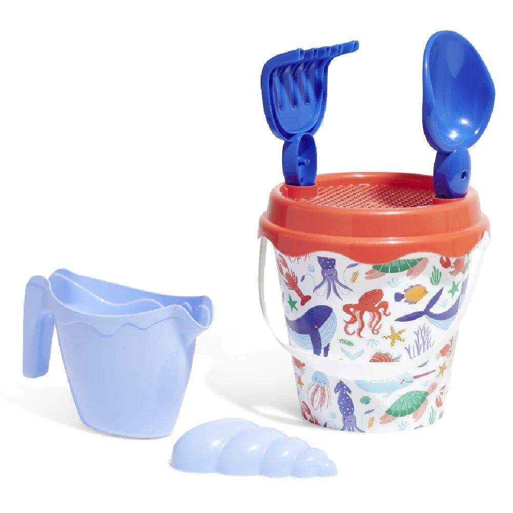Seau de plage motif marin Ø18xH29,5cm
