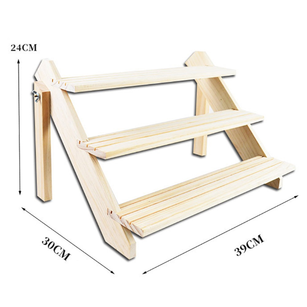 (39x30x24cm) Holz Pflanzen Treppe Blumen Leiter Deko Ablage Schmink Regal mit 3 Stufen - Braun