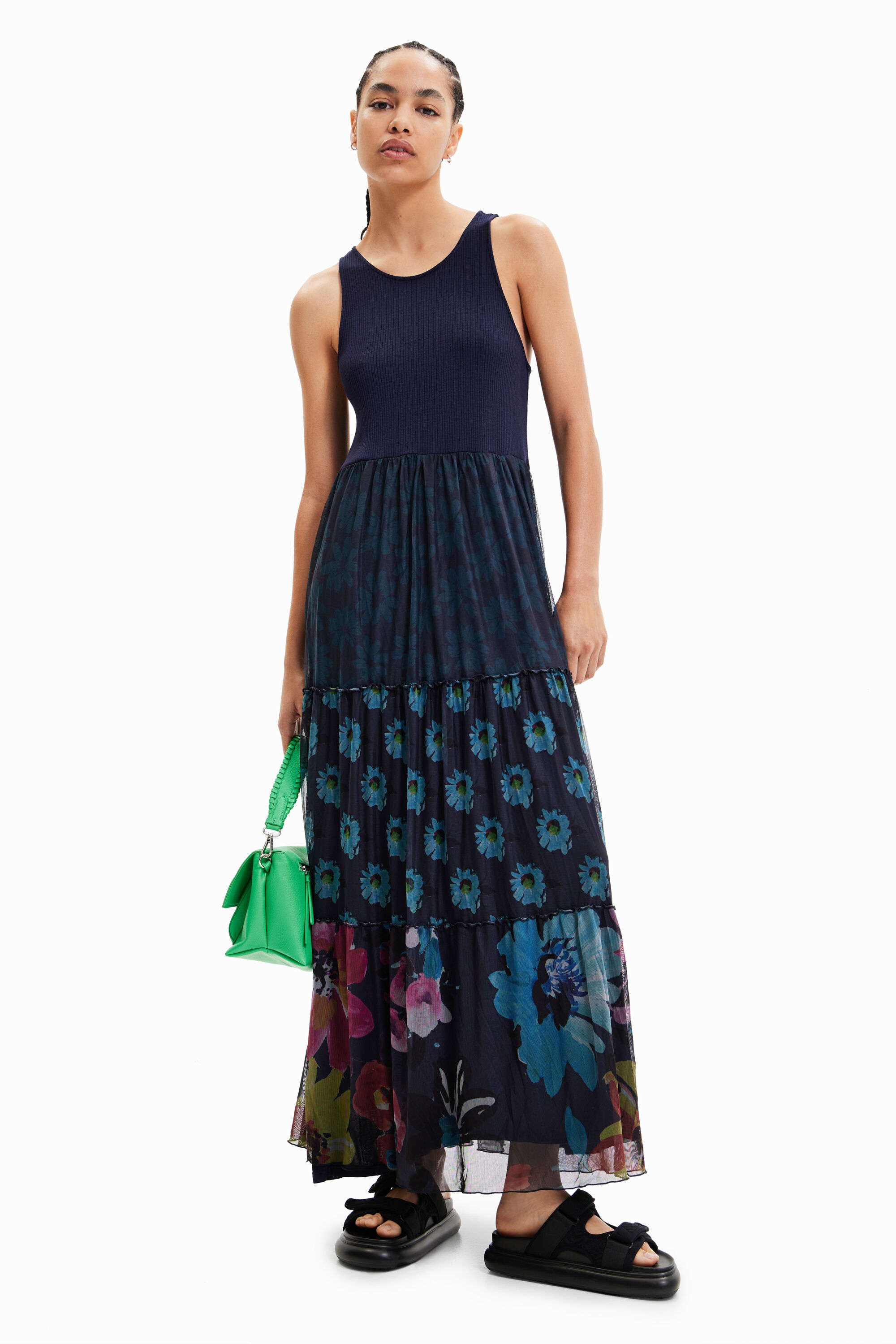 Robe longue combinée tulle