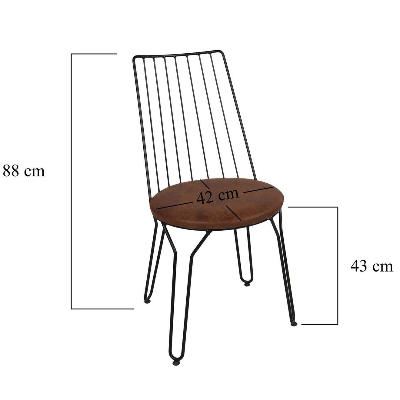 Wooden Art 2 Chaises Ada noir/marron - 44x84x44 cm