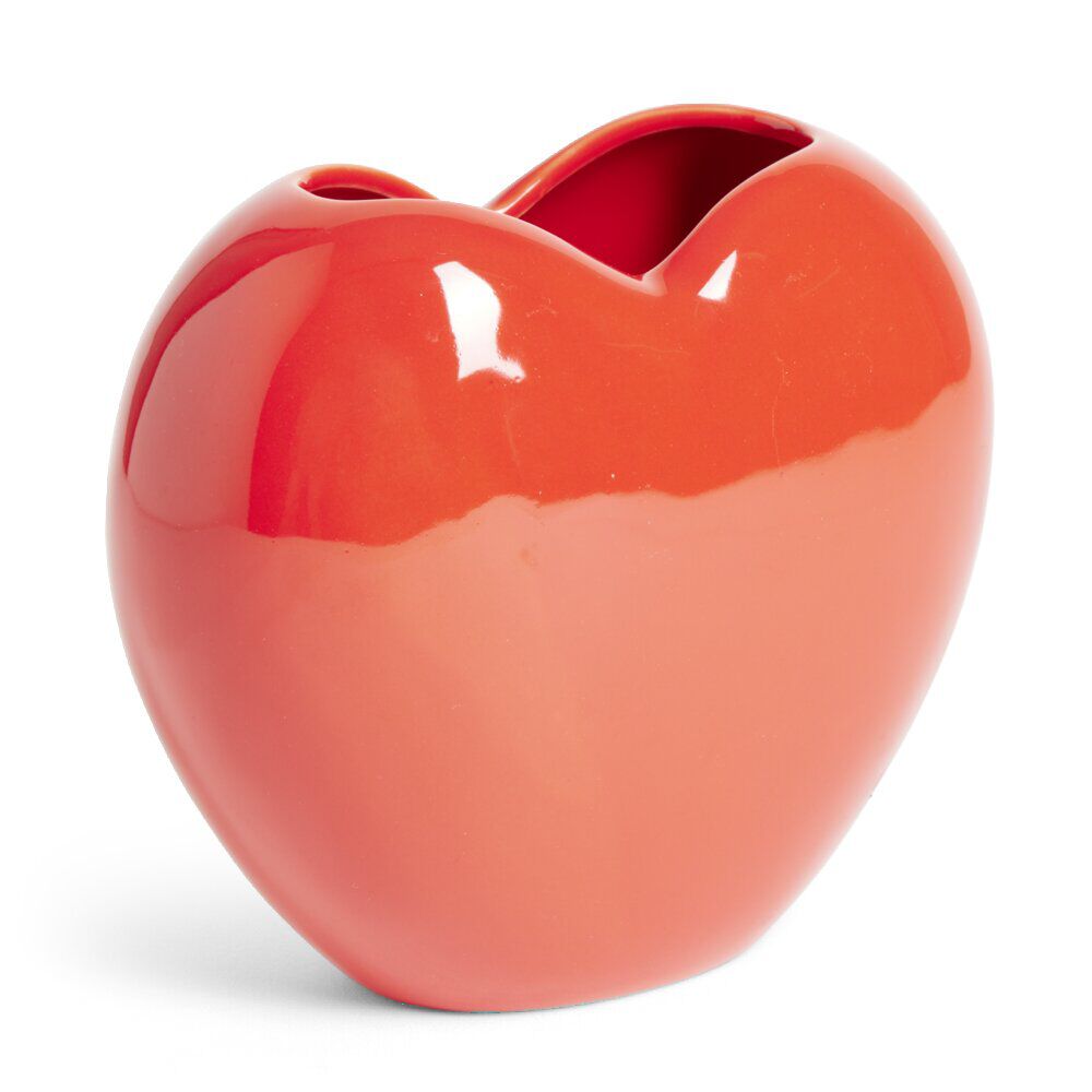 Vase forme coeur céramique rouge