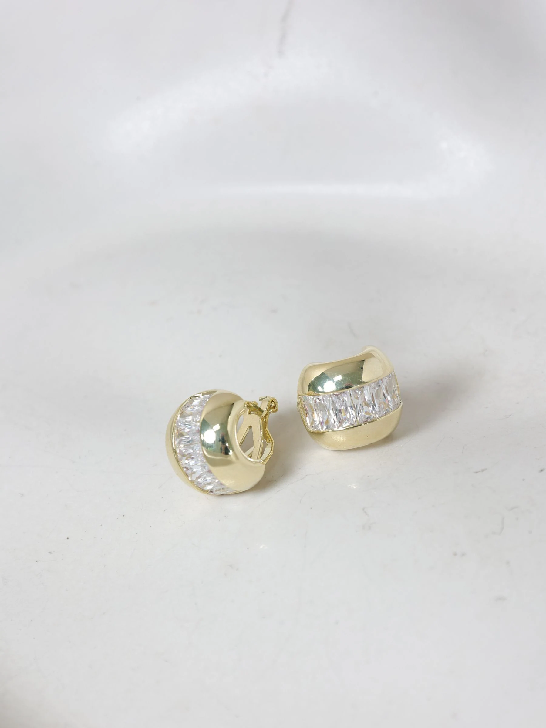 Jon Richard Plated and Crystal Dome Clip Earrings