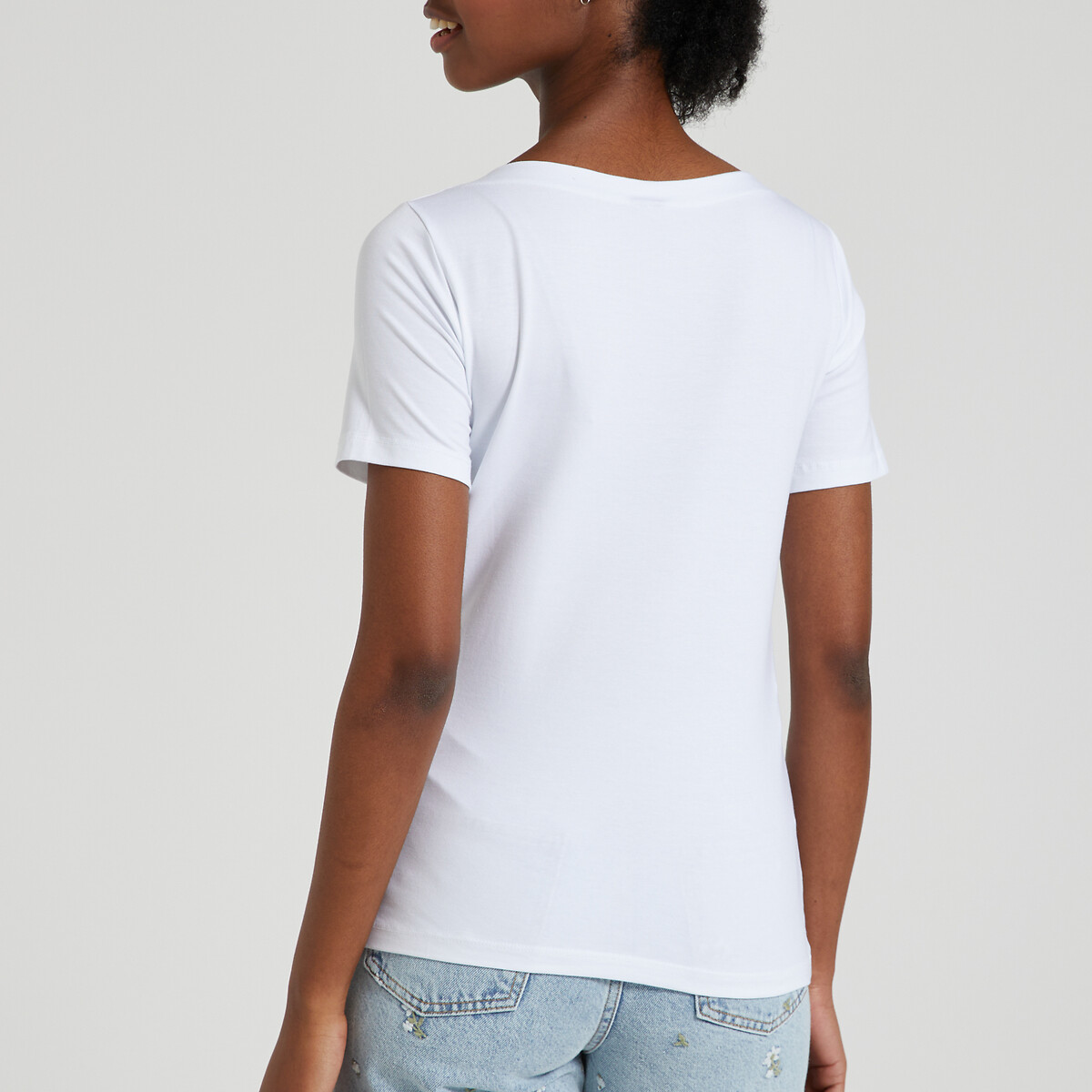 VERO MODA<br>Camiseta com decote canoa e mangas curtas
