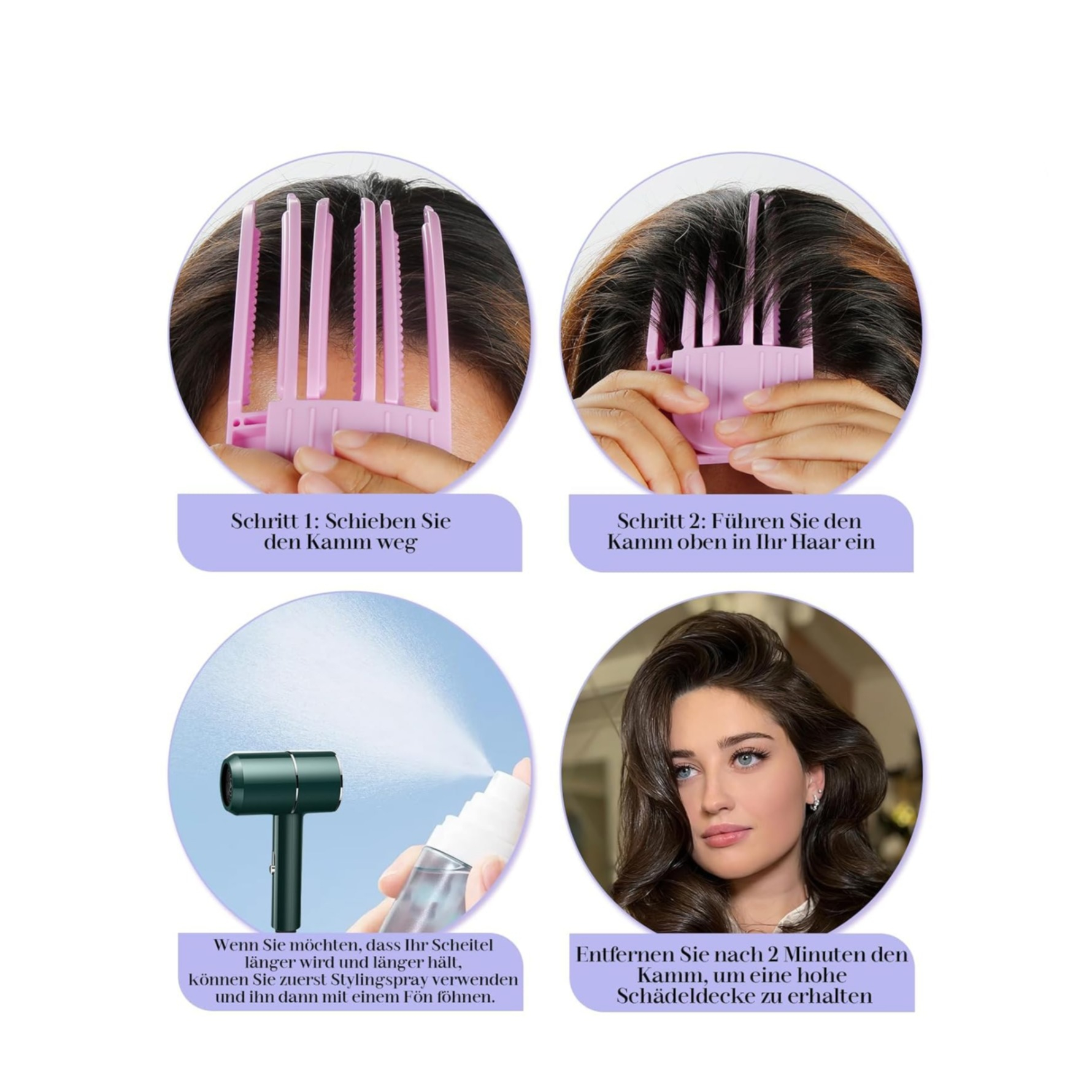 (2-tlg. Set) Haarspangen Volumen Krallen Clip Styling Haar Kamm - Pink