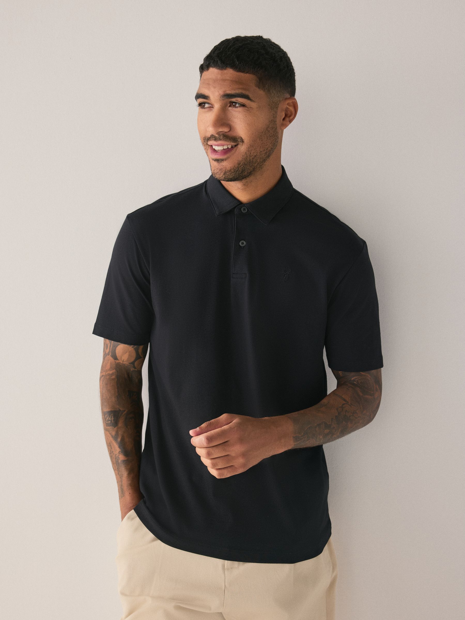Amber/Olijf/Grijzen - Normale Pasvorm - Set van 5 jersey poloshirts met korte mouwen