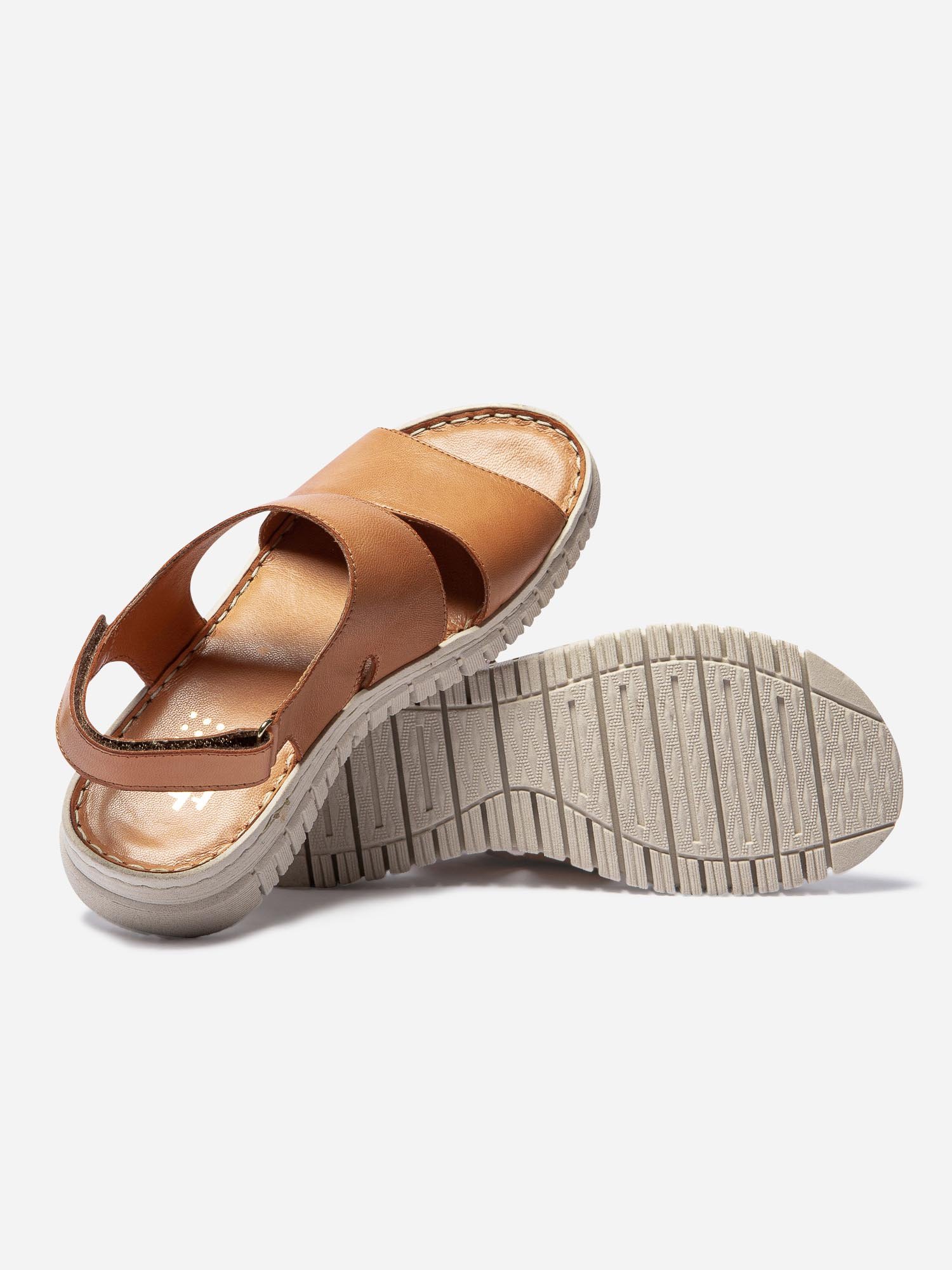 Sandales Compensées Femme Bride a Scratch Camel