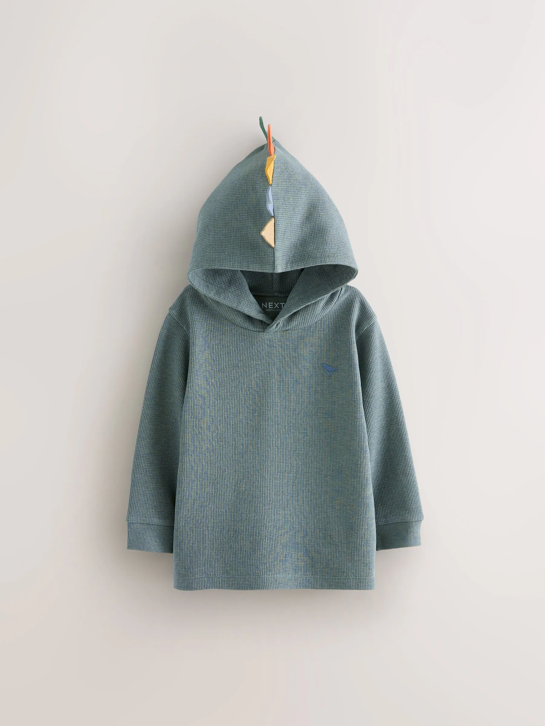Blauw - Jersey hoodie met textuur en dinosaurusstekels (3 mnd-7 jr)