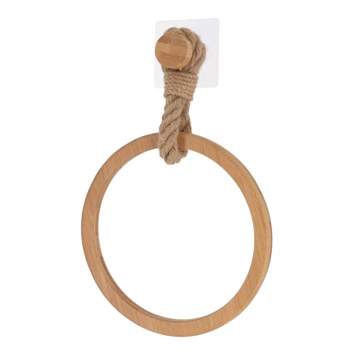 Porte serviette adhésif arrondi (D21 cm) Corde Naturel