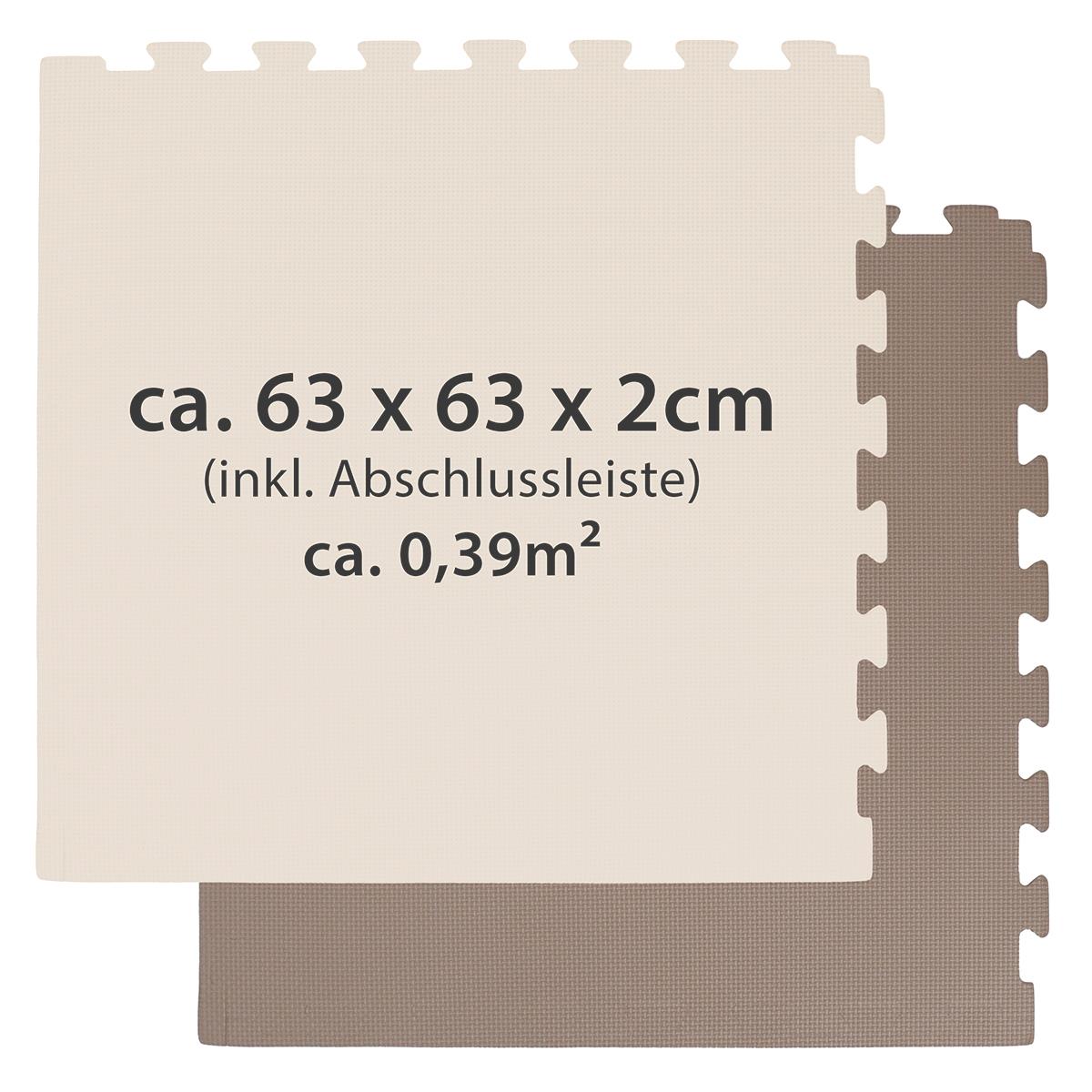 4 vloermatten 63x63cm 2cm speelmat met rand Beige Bruin