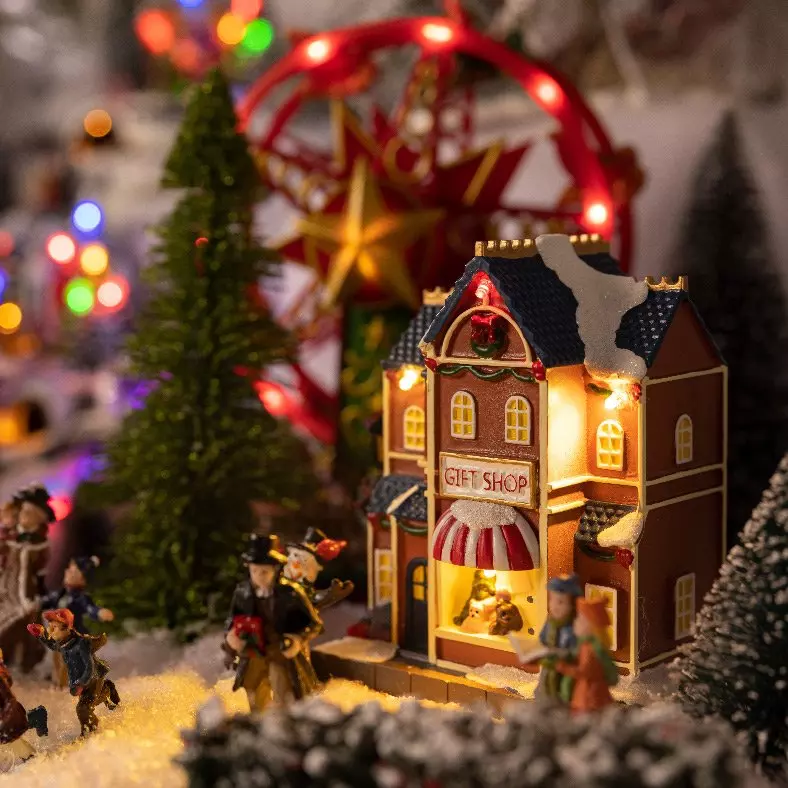 Village de Noël lumineux à piles Commerces