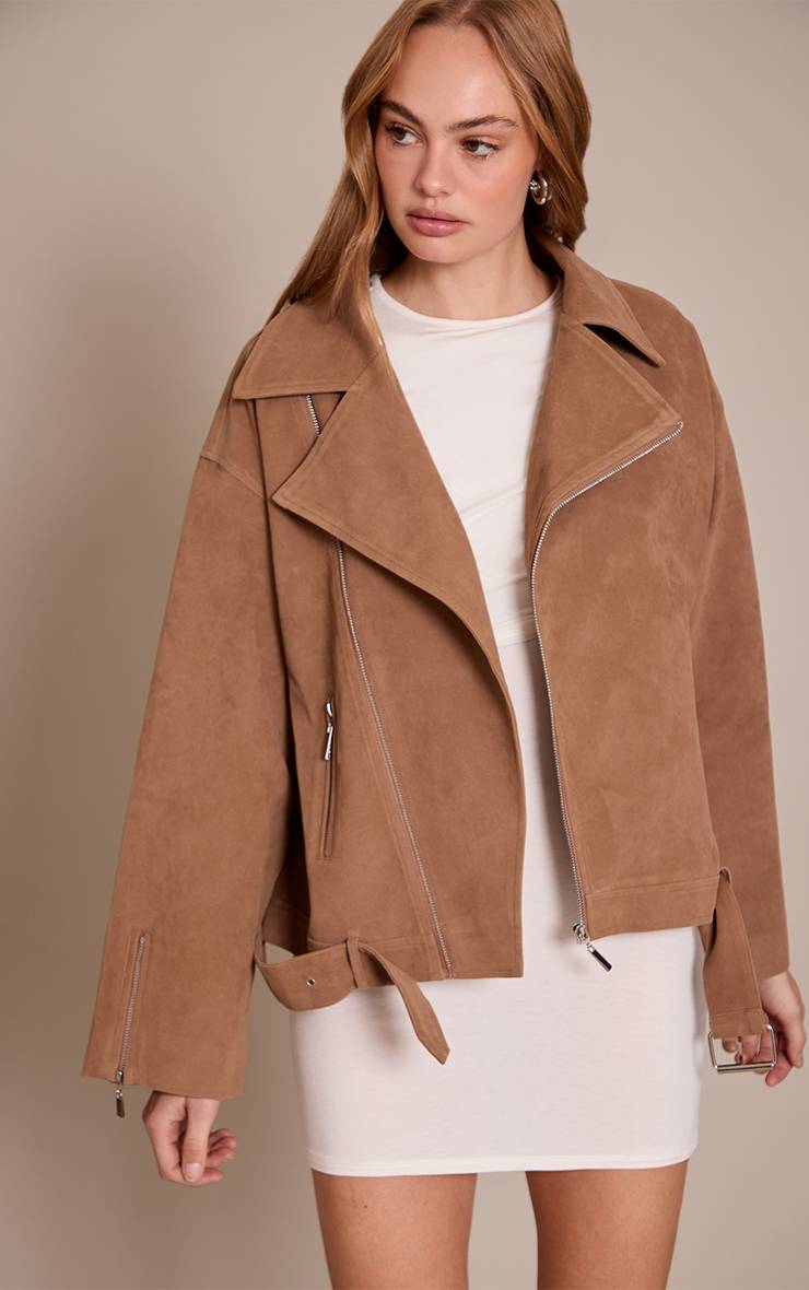 Camel Veste De Motard Oversize En Synthétique