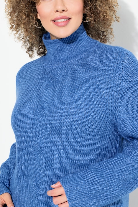 Pullover, Zopfmuster, Stehkragen, Langarm