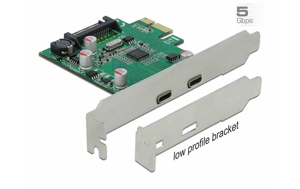 PCI-Express-Karte 90493 USB-C - 2 Port, LP2 x SuperSpeed USB 3.2 Gen1, 1 x SATA Strom