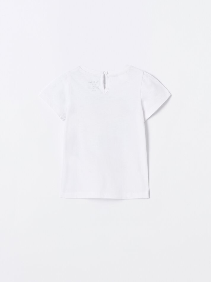 Conjunto de camiseta estampada e legging de duas peças - Branco