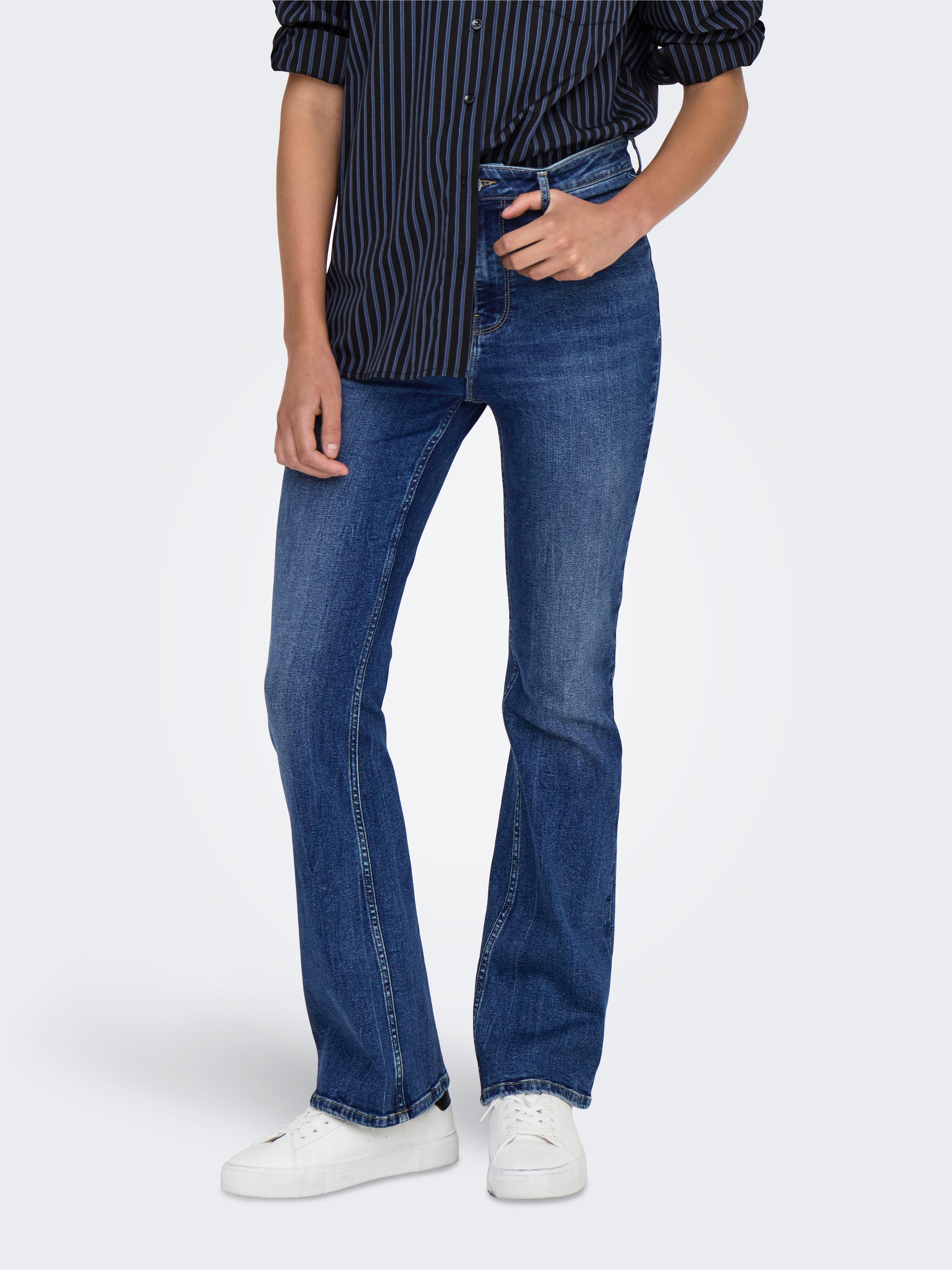 ONLLUNA Hohe Taille Ausgestellt Jeans Dark Blue Denim