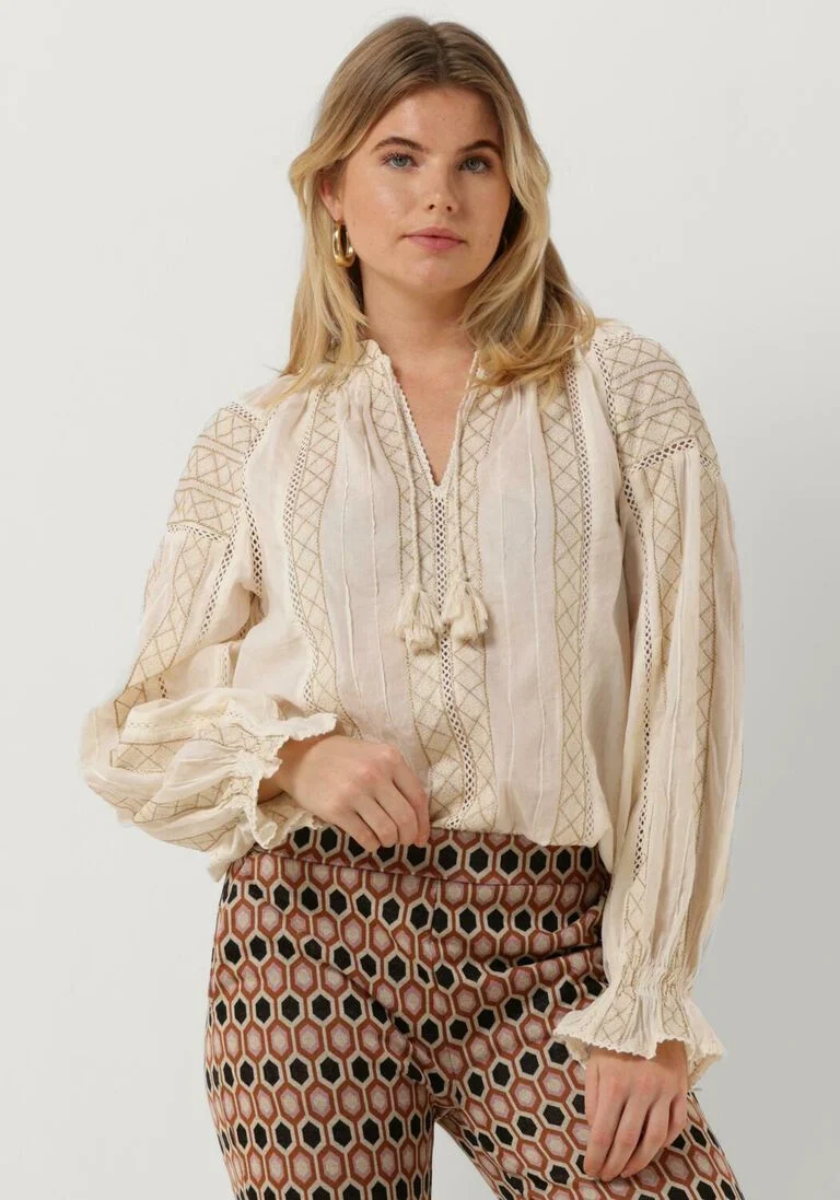SUMMUM witte summum blouse top embroidered cotton voile