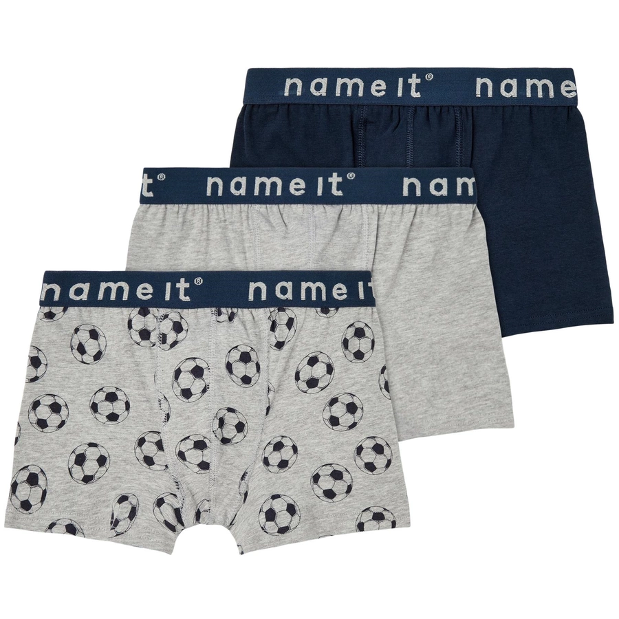 name it Boxershorts 3er Pack Football Grey Melange