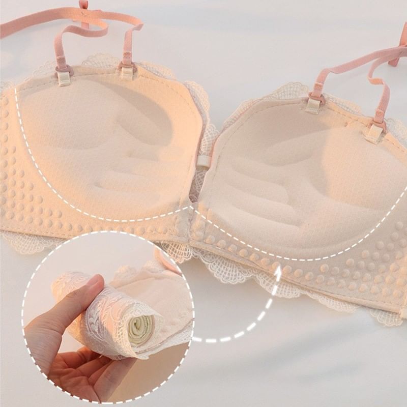Nabla - Beha met mesh-overlay en patroon en strik