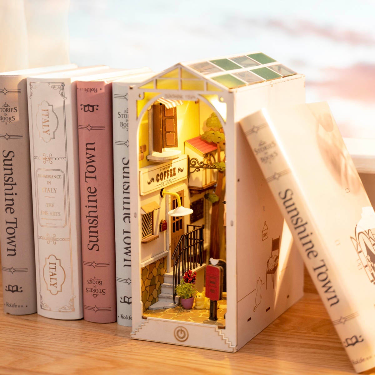Robotime 3D puzzel Sunshine Town boekensteun 18,5 x 10 x 24,2 cm