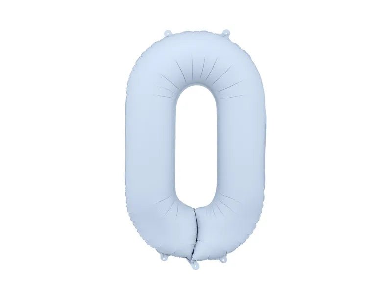 0 Jaar Cijfer Ballon Lichtblauw Mat Leeg 86cm