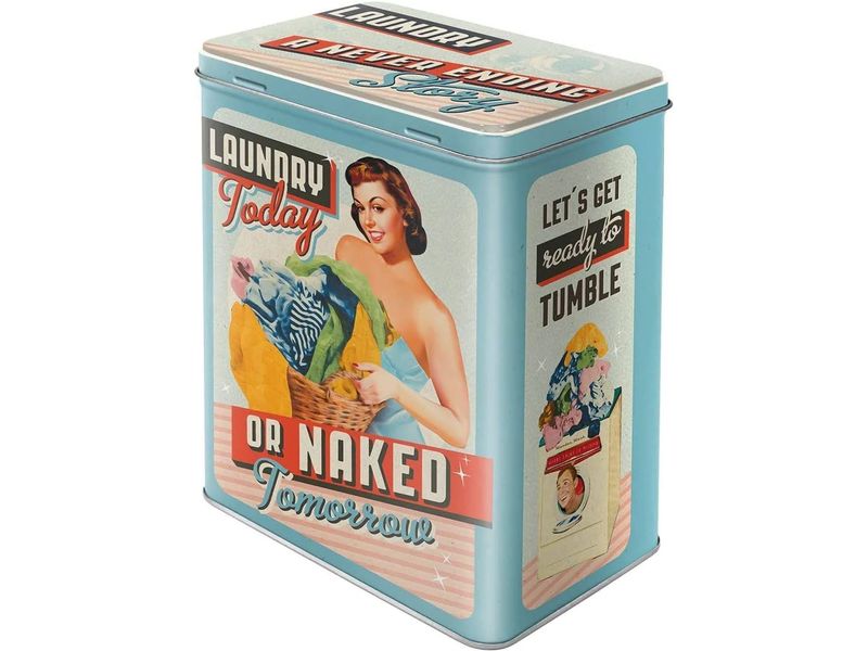 Nostalgic Art Vorratsdose Laundry Today or Naked Tomorrow 3 Blechdose im nostalgischen Look mit luftdichtem Deckel