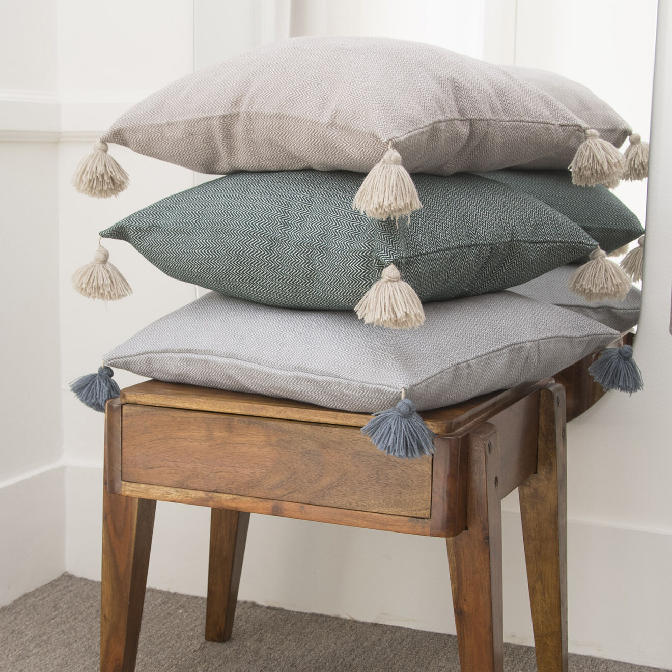 Febronie Housse de coussin unie gris moyen - 50x50 cm