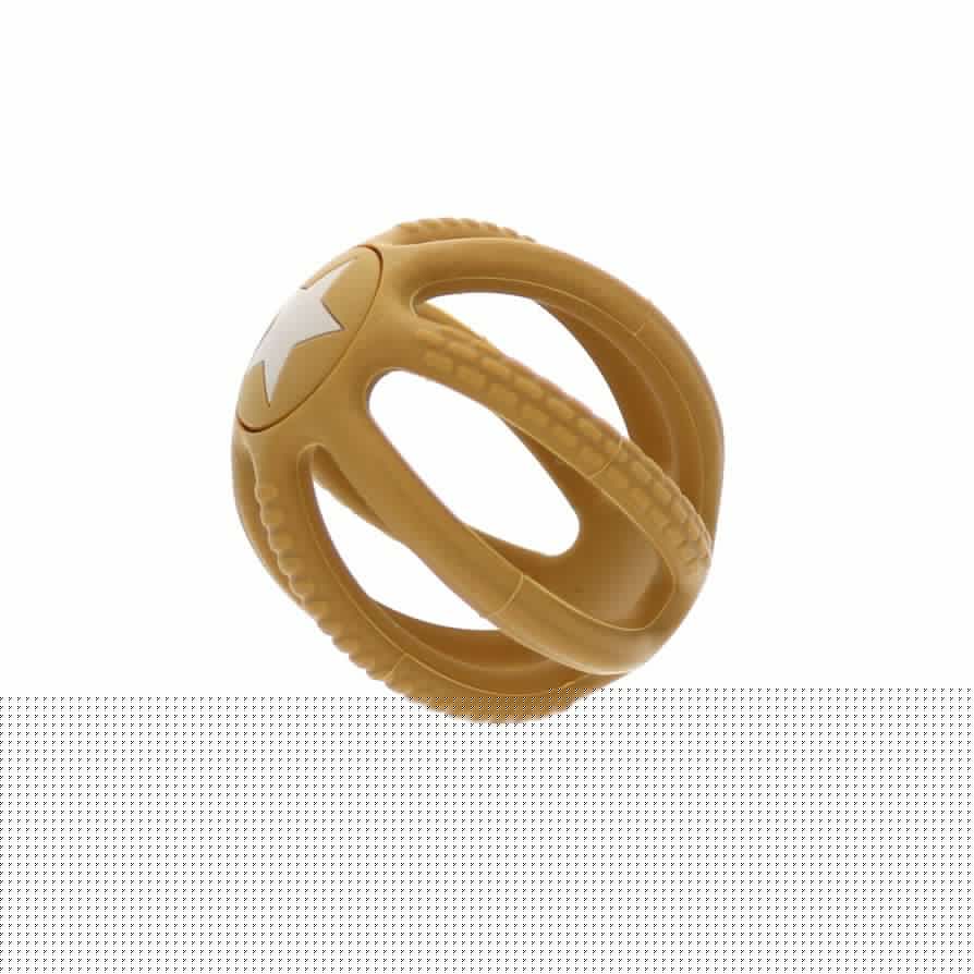 Hochet balle en silicone jaune avec étoile  Amande
